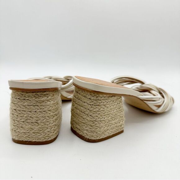 Andre Assous Cream/Tan Kelsie Twist Mule Slide Jute Chunky Heel Sandal (Women) 9 - Picture 9 of 15
